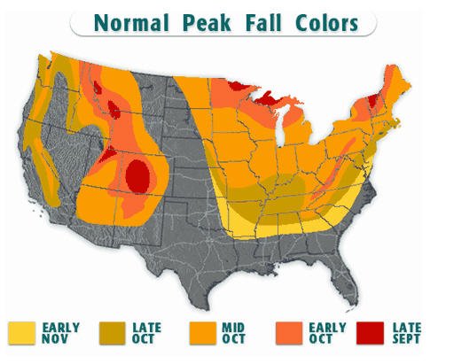 Peak Autumn Foliage Map Fall Colors Map For Colorado - Pagosa Springs Colorado