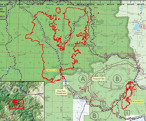 This map shows the burn area within the Pagosa District